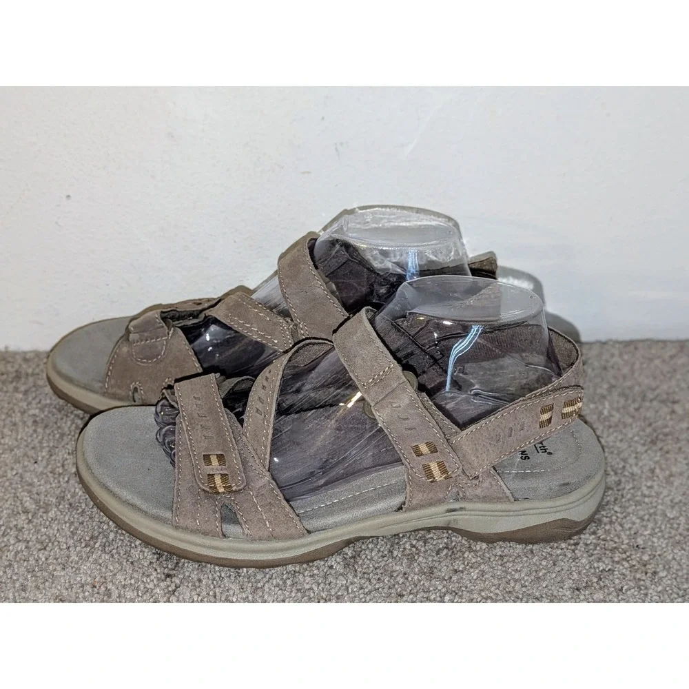 Earth Origins‎ Higgins Holland Sedona Brown Leather Strappy Sandals 10W Wide NEW